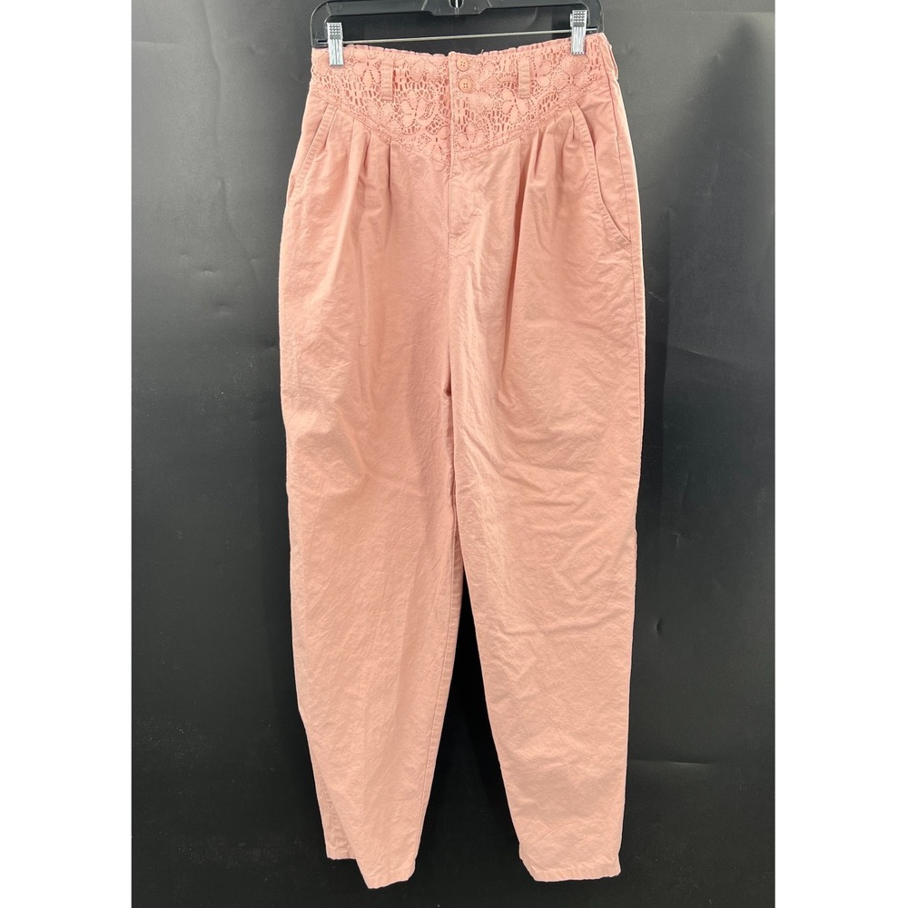 Vintage 80s high waist pleated lace cottagecore pale pink mom pants tapered 14 - Picture 4 of 16
